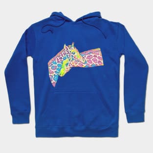 Two Loving Giraffes Artistic Watercolor Hoodie